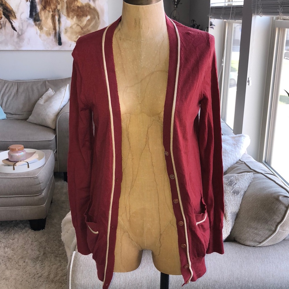 Red and cream sweater- j crew size small